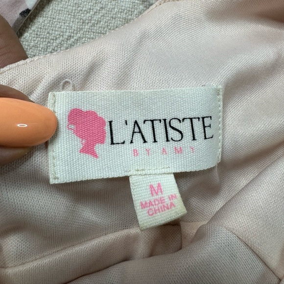 L’Atiste Blush‎ Pink Floral Hanky Hem Maxi Dress M - Picture 7 of 9